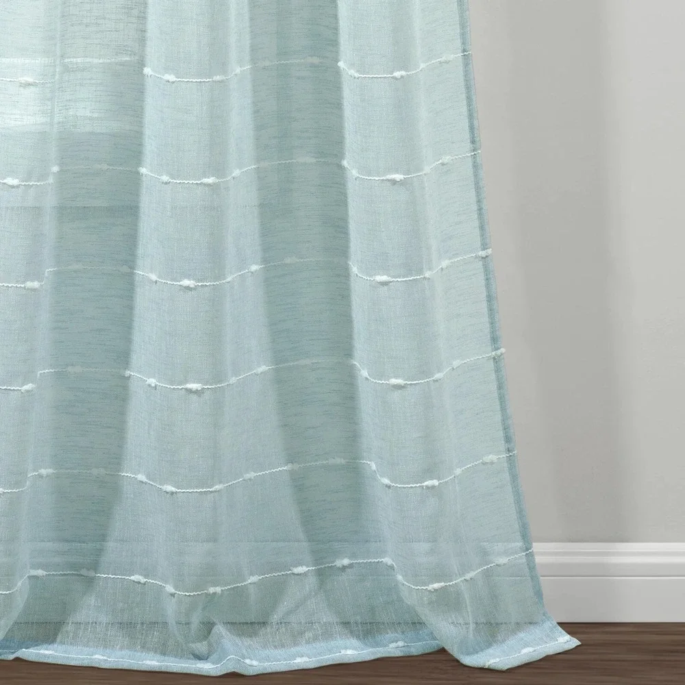 Lush Decor Store Farmhouse‎ Sheer Window Curtain Panels Blue 38X84 Set